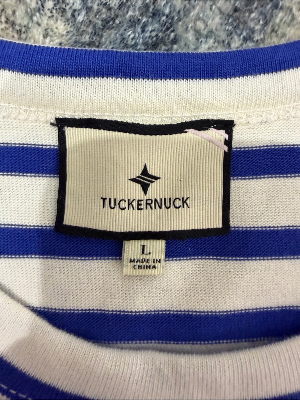 Tuckernuck Blue White Striped 100% Cotton Classic Crewneck T Shirt Top Size L - Picture 8 of 10